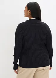 Pull côtelé effet superposé, viscose majoritaire, bonprix