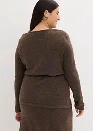 T-shirt manches longues en maille avec ceinture à nouer, bonprix