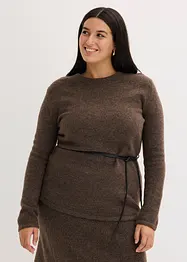 T-shirt manches longues en maille avec ceinture à nouer, bonprix