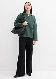 Sweat en coton avec col polo en maille, bonprix