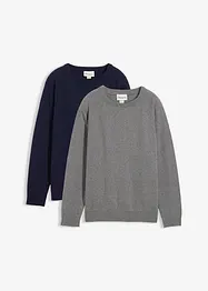 Lot de 2 pulls en fine maille 100% coton, bonprix