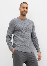 Pull doux à torsades en fine maille de coton majoritaire, slim, bonprix
