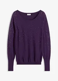 Pull en fine maille avec strass, bonprix