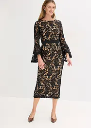 Robe en dentelle avec empiècement satin, bonprix