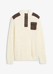 Pull camionneur en grosse maille avec empiècements en tissu, bonprix