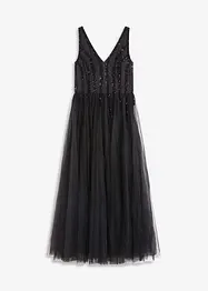 Robe longue en tulle fin avec sequins brodés, bonprix