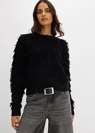 Pull en grosse maille à franges, bonprix