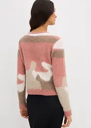 Gilet boutonné en maille à motif graphique, bonprix