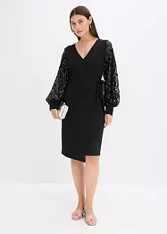 Robe midi à sequins brodés sur les manches, bonprix