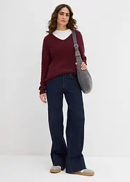 Pull en maille côtelée 100% coton, bonprix