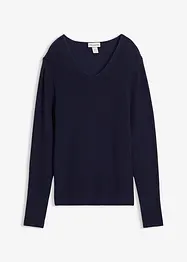 Pull en maille côtelée 100% coton, bonprix