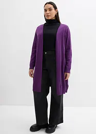 Gilet long en maille, bord roulotté, bonprix