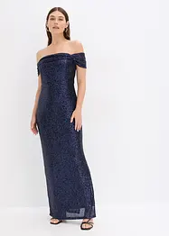 Robe à sequins et encolure Bardot, bonprix