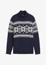 Pull col roulé à motif norvégien, 100% coton, bonprix