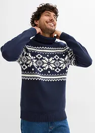 Pull col roulé à motif norvégien, 100% coton, bonprix