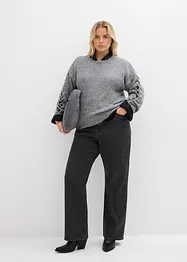 Jean droit loose, taille haute élastiquée avec strass, bonprix