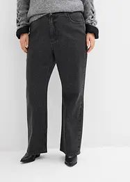 Jean droit loose, taille haute élastiquée avec strass, bonprix