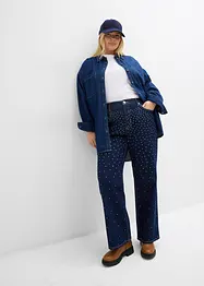 Jean droit, taille mi-haute, à strass, bonprix