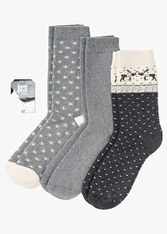 Lot de 3 paires de chaussettes thermiques en coton majoritaire, bonprix