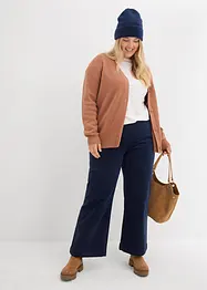 Pantalon large en velours côtelé, taille haute, bonprix