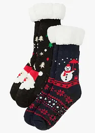 Lot de 2 paires de chaussettes douillettes avec doublure peluche, bonprix