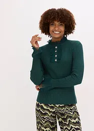 T-shirt manches longues en fine maille avec volants en mousseline, bonprix