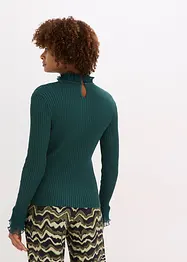 T-shirt manches longues en fine maille avec volants en mousseline, bonprix