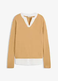 Pull en fine maille avec empiècement chemisier, bonprix