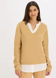 Pull en fine maille avec empiècement chemisier, bonprix