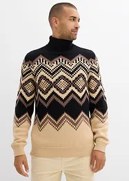 Pull col roulé doux à motif ikat, bonprix