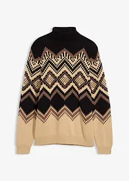 Pull col roulé doux à motif ikat, bonprix