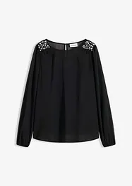 Blouse en mousseline avec strass sur les épaules, bonprix