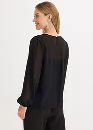 Blouse en mousseline avec strass sur les épaules, bonprix