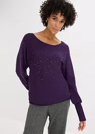 Pull en fine maille avec strass, bonprix
