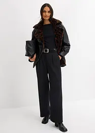 Veste enduite avec doublure peluche léopard, bonprix