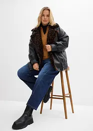 Veste enduite avec doublure peluche léopard, bonprix