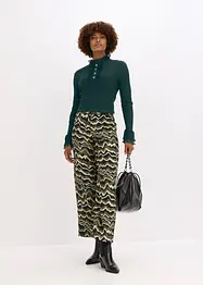 T-shirt manches longues en fine maille avec volants en mousseline, bonprix