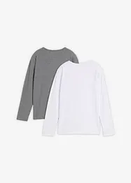 Lot de 2 T-shirts manches longues en coton doux, bonprix