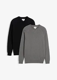 Lot de 2 pulls en fine maille 100% coton, bonprix