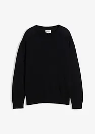 Pull col rond doux en coton mélangé, loose, bonprix