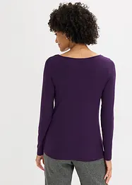 T-shirt manches longues avec empiècement mesh et strass, bonprix