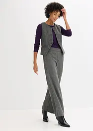 T-shirt manches longues avec empiècement mesh et strass, bonprix