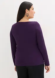 T-shirt manches longues avec empiècement mesh et strass, bonprix