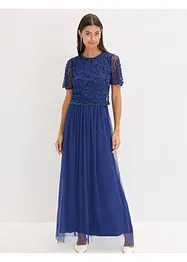 Robe longue en tulle fin avec sequins brodés, bonprix