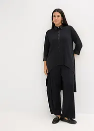 Chemisier en jersey à empiècements en satin, bonprix