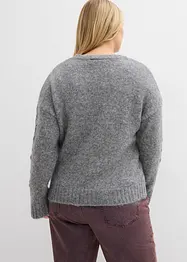 Pull boxy avec motif tressé sur les manches, bonprix