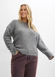 Pull boxy avec motif tressé sur les manches, bonprix