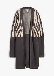 Gilet long en maille à imprimé zèbre, bonprix