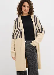 Gilet long en maille à imprimé zèbre, bonprix
