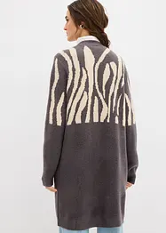 Gilet long en maille à imprimé zèbre, bonprix